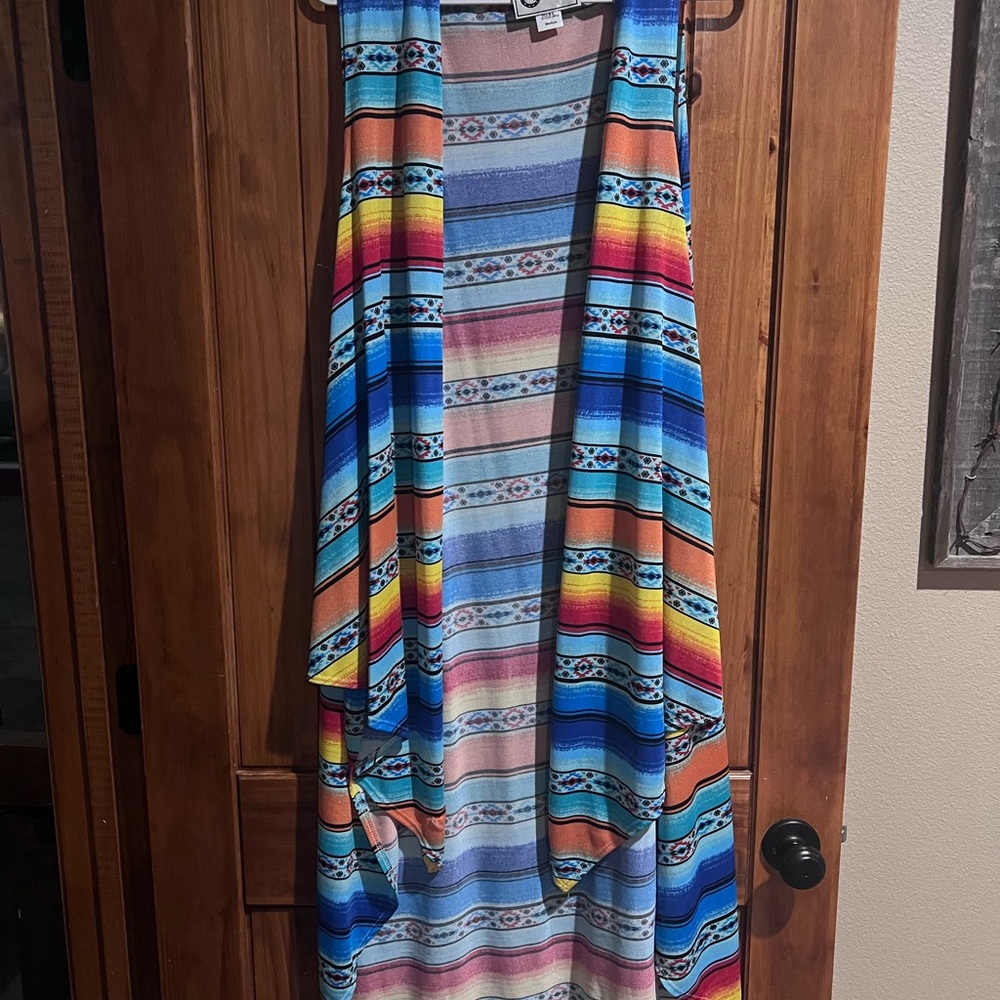 Multicolor Striped Maxi Dress - Bright Aztec Print